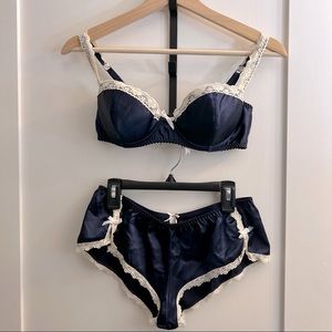 *NWOT* Forever 21 Bra and Panty set - Navy Blue & Lace, Sz 36C / Medium
